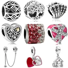 Европейский роскошный дом Love Tree Shell Птица безопасная Цепочка Сердце Бусины Подходят Pandora Подвески для женщин DIY ювелирные изделия