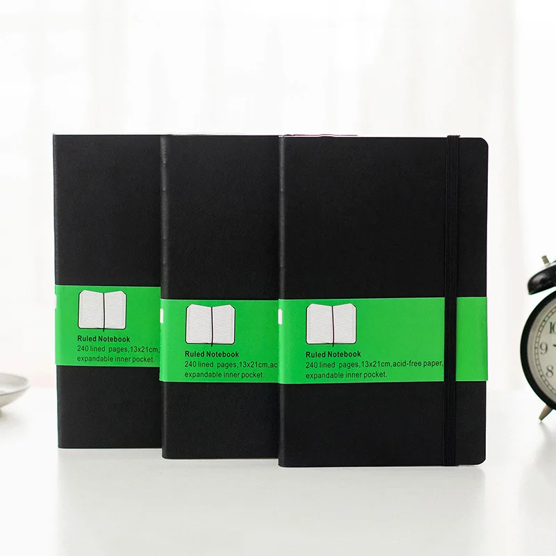 

Business Fasion Band Notebook A5 Grid/Blank Paper 96P Cool Black 2018 New Back To School