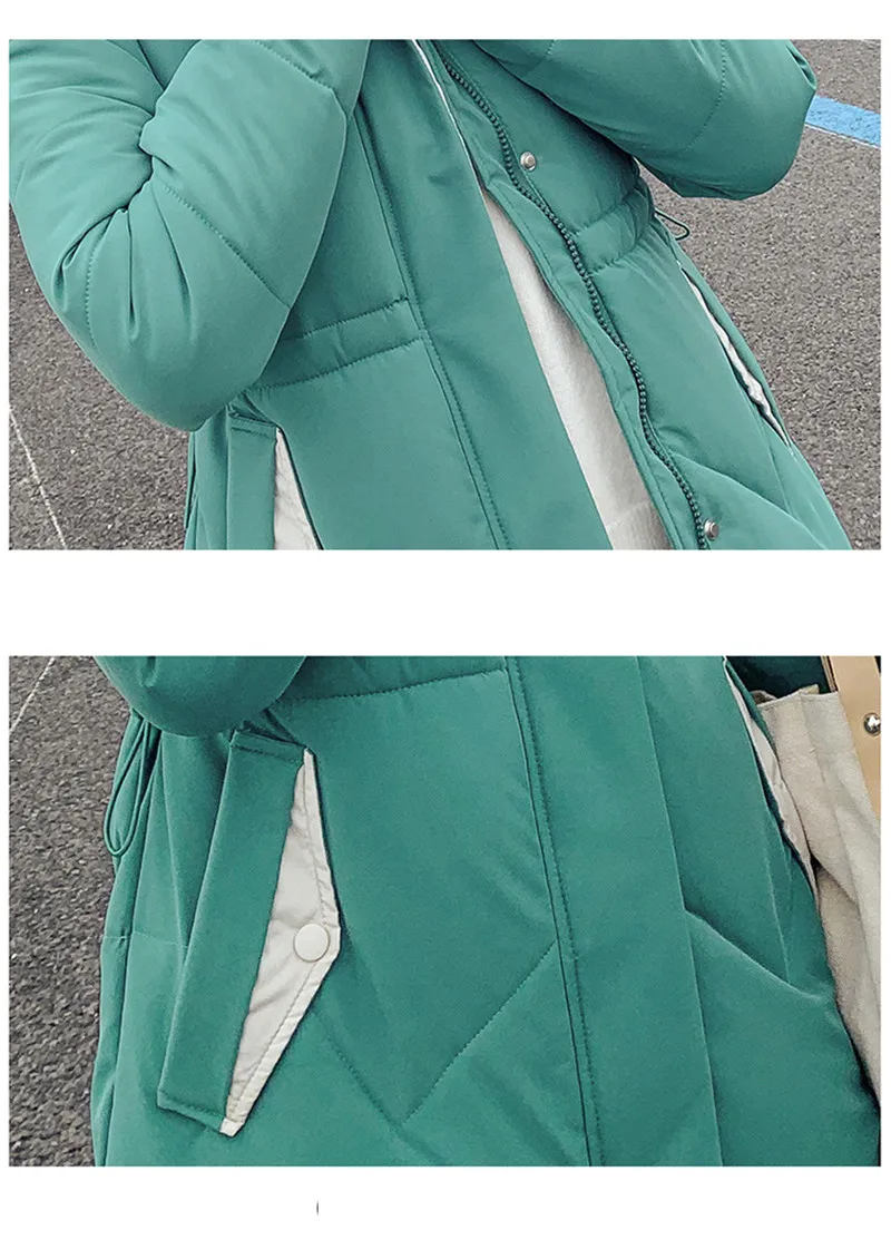 Модное пальто-пуховик хлопковые пальто Зимняя Женская одежда длинный участок корейский большой меховой воротник парки из толстой ткани жакет, женский пиджак V848
