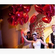 10pcs/lot 10inch pure color balloons love red Heart balloon aluminum foil ballons for wedding love decoration globos