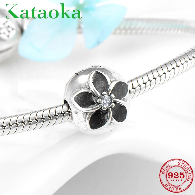 

Women Noble Enamel flower Accessories 925 Sterling Silver clips Lock beads Fit Original Pandora Charm Bracelet Jewelry making