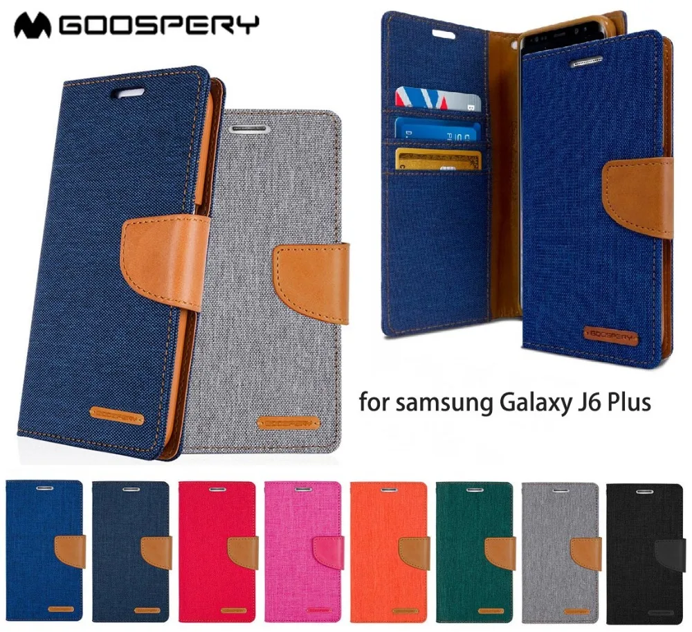 

Original Mercury Goospery Canvas Diary Wallet Flip Cover Case For Samsung Galaxy J6 Plus