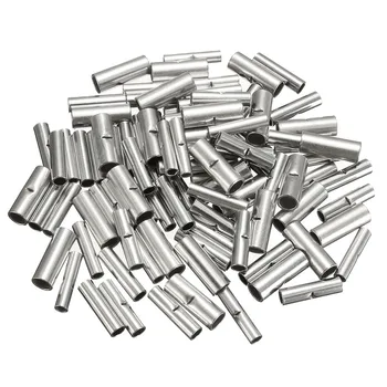 

100Pcs Butt Splice Connectors 10mm Copper Tinned Splice Crimp 22-10AWG Terminal Sleeve Cable Heat Shrink Tube Sleeving Kits