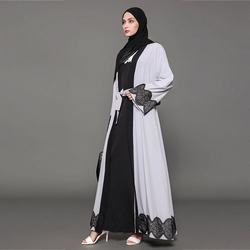 2019 женский серый кафтан abaya Дубай турецкое исламское платье плюс размер 5XL