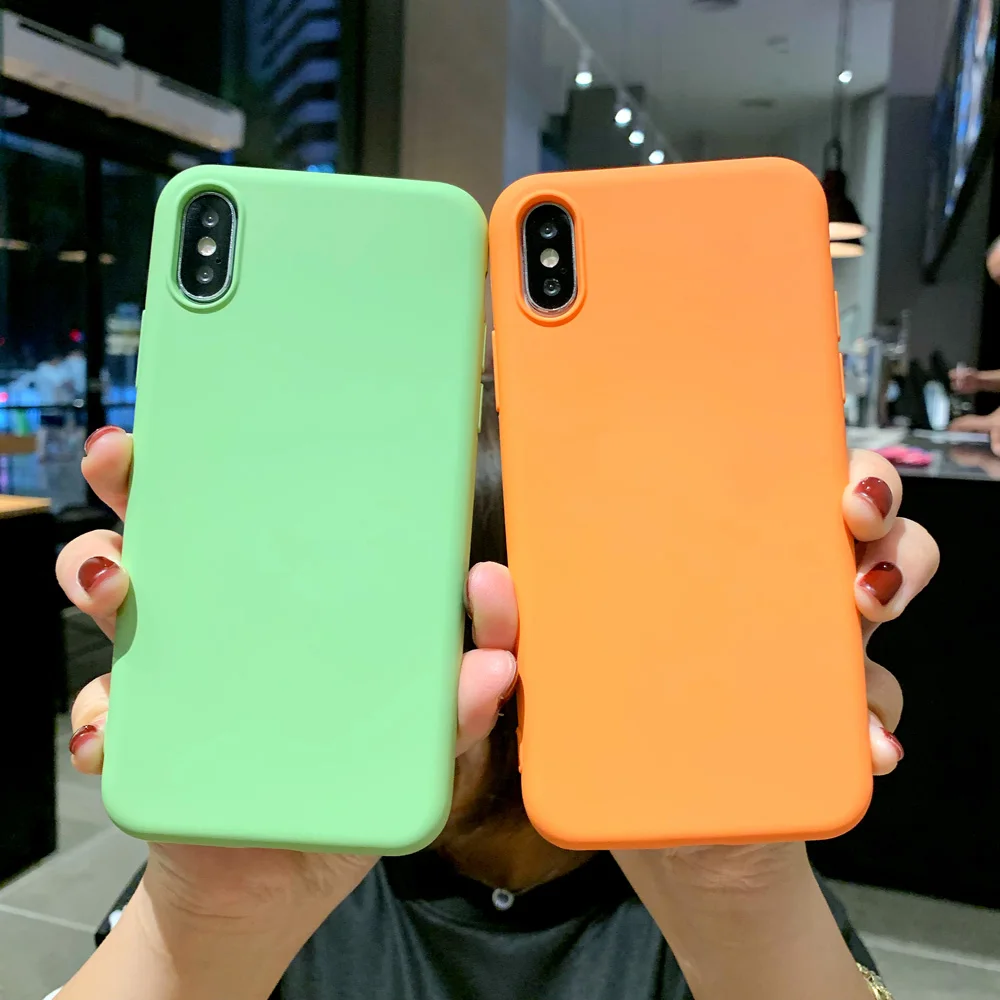 Однотонный силиконовый фланелевый костюм для влюбленных из ТПУ Iphone XR X XS Max 6 S 7 8 Plus