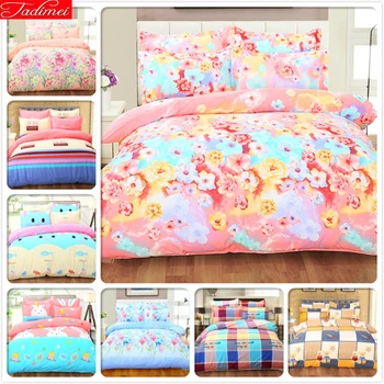 

Pink Blue Gray Yellow Plaid Stripe 4pcs Bedding sets King Queen Double Size Duvet Cover 1.8m 2m Bedsheet FLoral FLower Bedlinens