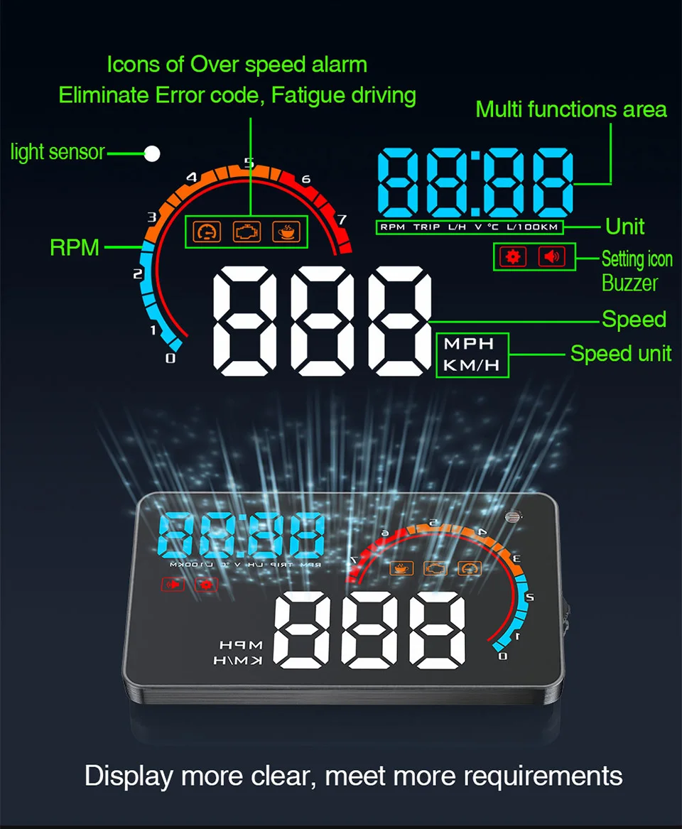 5.5 a8 carro hud cabeça up display