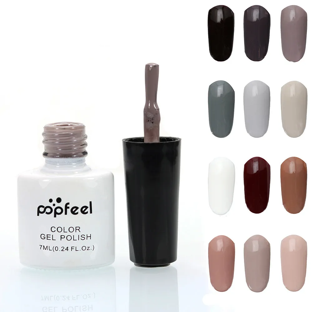 

Popfeel 10 Colors Nude Nail Gel Polish Soak Off Color Gel Nail Polish Base Top Coat UV LED Manicure Lacquer Varnish 7ml New