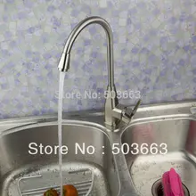 Никель Матовый Одной ручкой на бортике крепление Кухня Поворотный раковина латунь туалетный столик кран-смеситель A-502