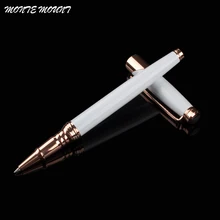 Роскошный металлический круглый РОЛИК ручка 0,5 мм белый золотой зажим для офиса Бизнес письма шариковые ручки подарки канцелярские принадлежности