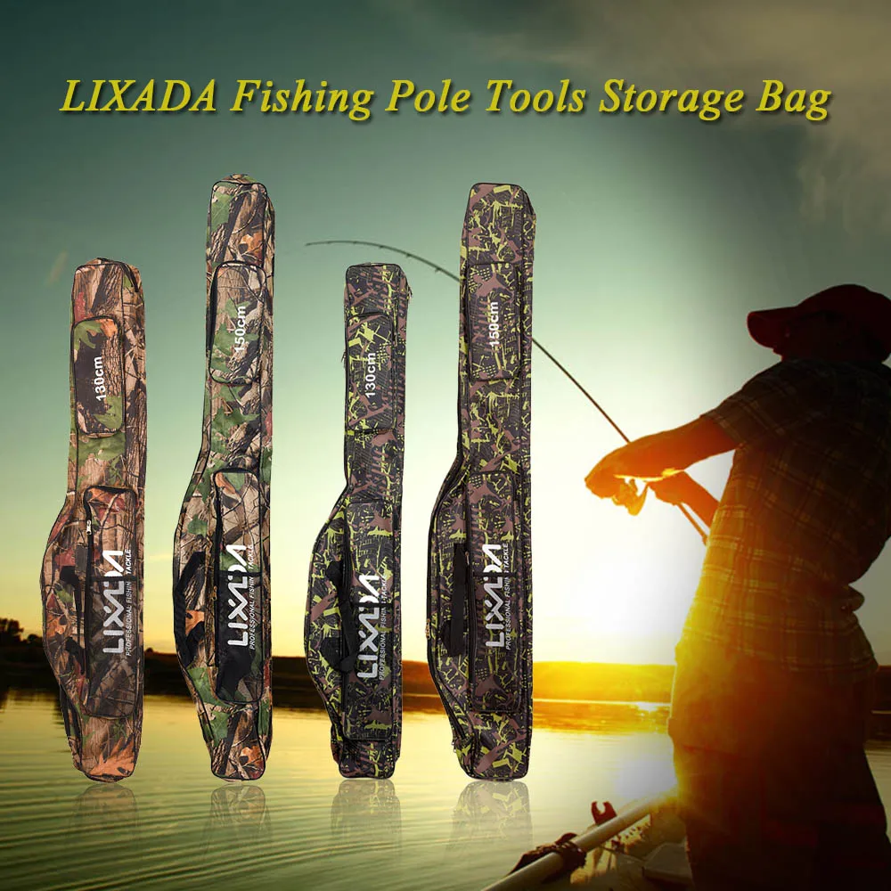 Lixada Fishing Bag Fishing Rod Carrier Oxford Fishing Pole Tools Storage Bag Case Fishing Gear Organizer 130/150cm