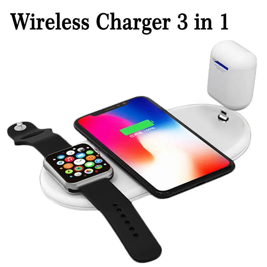 3 in 1 QI Wireless Charger For iPhone X Xs 8 Plus For Apple Watch 4 1 2 3 For AirPod Fast Charging Station Pad Universal Charge 3 in 1 QI Wireless Charger For iPhone X Xs 8 Plus For Apple Watch 4 1 2 3 For AirPod Fast Charging Station Pad Universal Charge