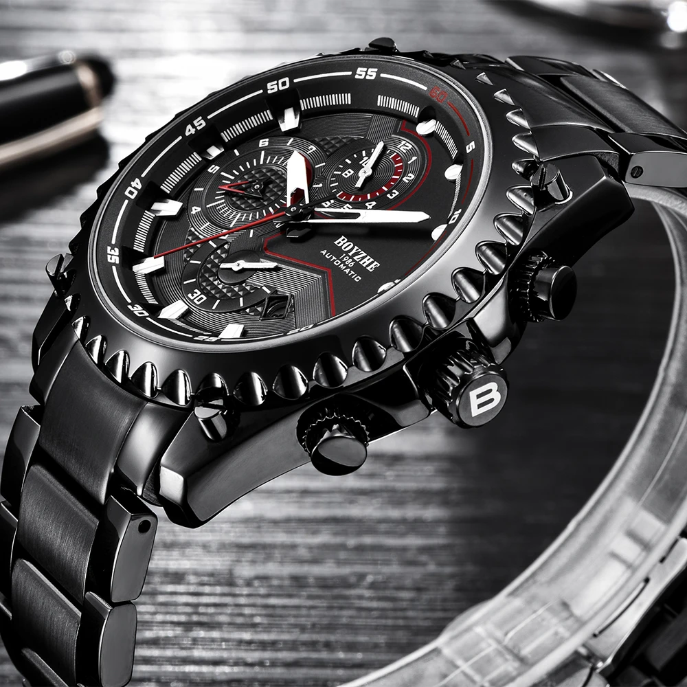 BOYZHE Top Brand Military Mechanical Watch Luxury Sports Mens