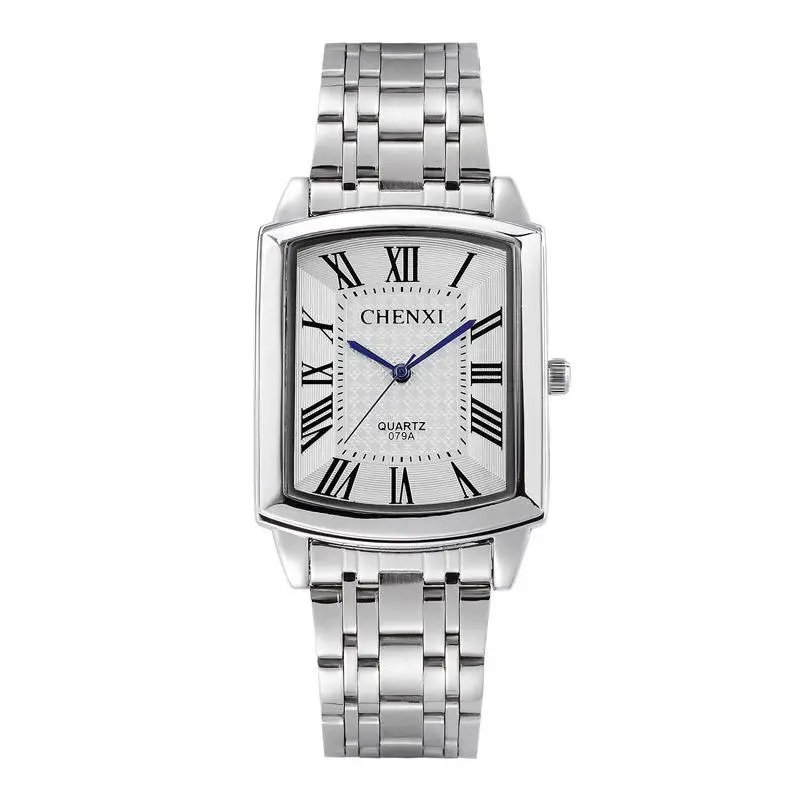 2017 Square Women Watch Roman Numerals Silver Stainless Steel Quartz