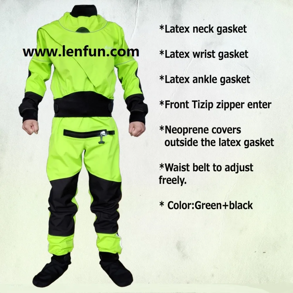 UNISEX dry suit latex neck/wrist,attached socks for whitewater,kayak