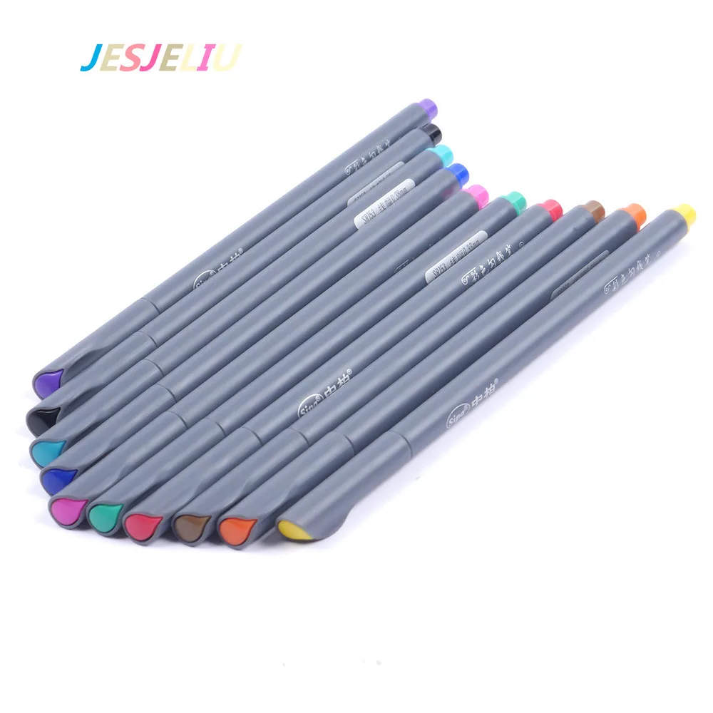 

10 Colors/Set 0.38MM Fine Liner Colored Marker Pens Watercolor Based Art Markers For Manga Anime Sketch Drawing Pen Gift