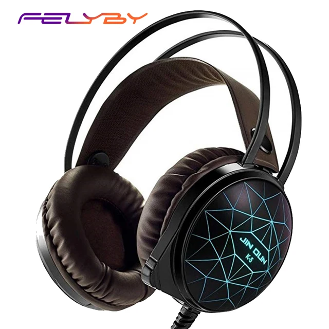 FELYBY Stereo PC Gaming Headset 7 Colors Breathing LED Light Over-ear Headphones with Microphone Inflected for Comtuper Games FELYBY Stereo PC Gaming Headset 7 Colors Breathing LED Light Over-ear Headphones with Microphone Inflected for Comtuper Games