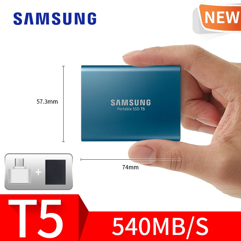 

Samsung External Solid State Drives T5 SSD 250GB 500GB 1TB 2TB External Solid State Drives USB 3.1 Gen2 (10Gbps) and backward co