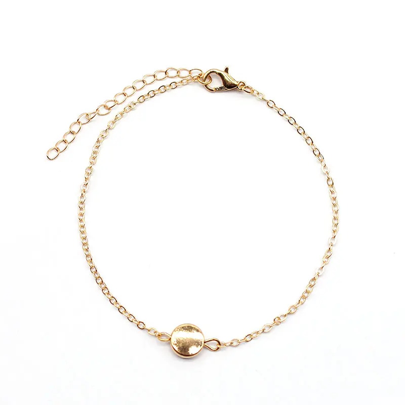 

Spring New Round Alloy Pendant Chain Bracelets for Women Exquisite Simple Adjustable Bracelet Femme