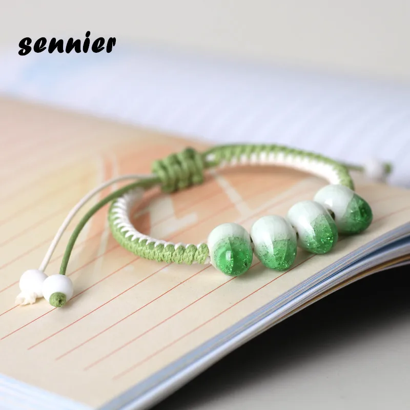 

Hot Bohemia jewelry Handmade Ceramic Rope adjustable men and women bracelet Charm Beaded Bracelets Bangles