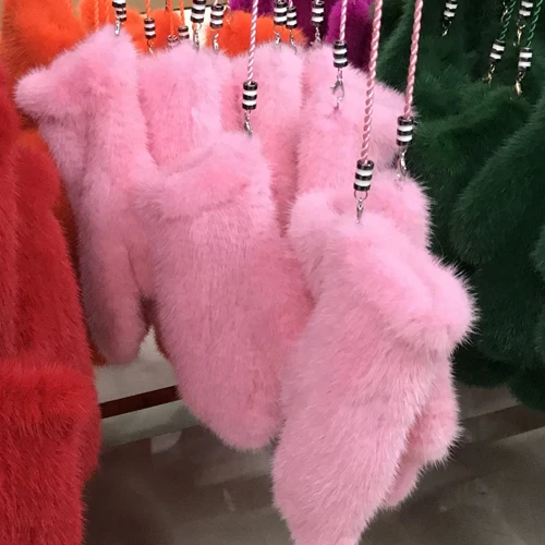 Новинка, женские перчатки из натурального меха норки, милые женские перчатки из натурального меха норки, теплые вязаные варежки из меха норки, опт и розница - Цвет: pink 2