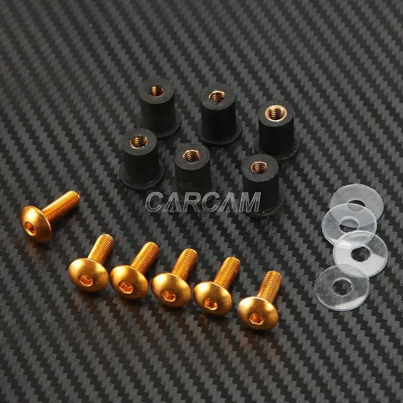 6x M5 золотые болты для лобового стекла мотоцикла винт Yamaha Kawasaki Suzuki Ducati Honda Triumph KTM Can