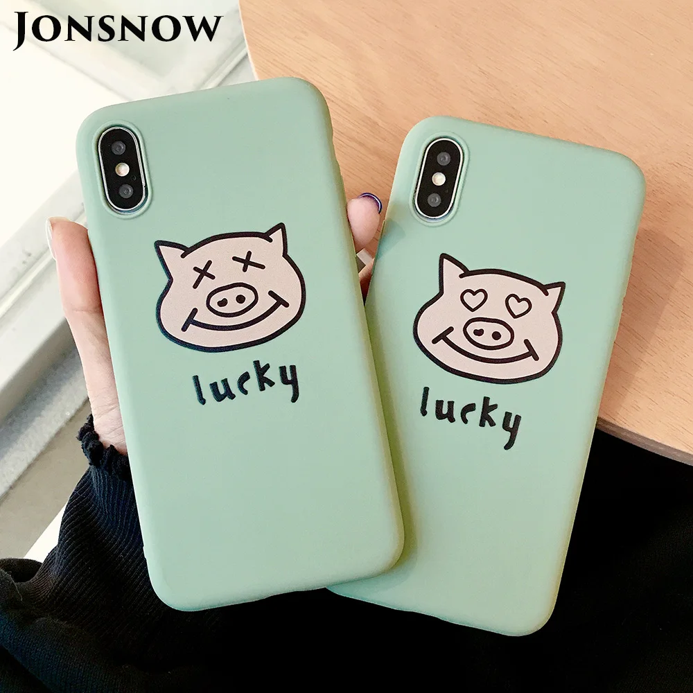 KIPX1075_1_JONSNOW Lucky Pig Pattern Case for iPhone 7 8 6S 6 Plus Soft Silicone Case for iPhone X XR XS Max Cartoon Painted Back Cover Capa Coque Fundas
