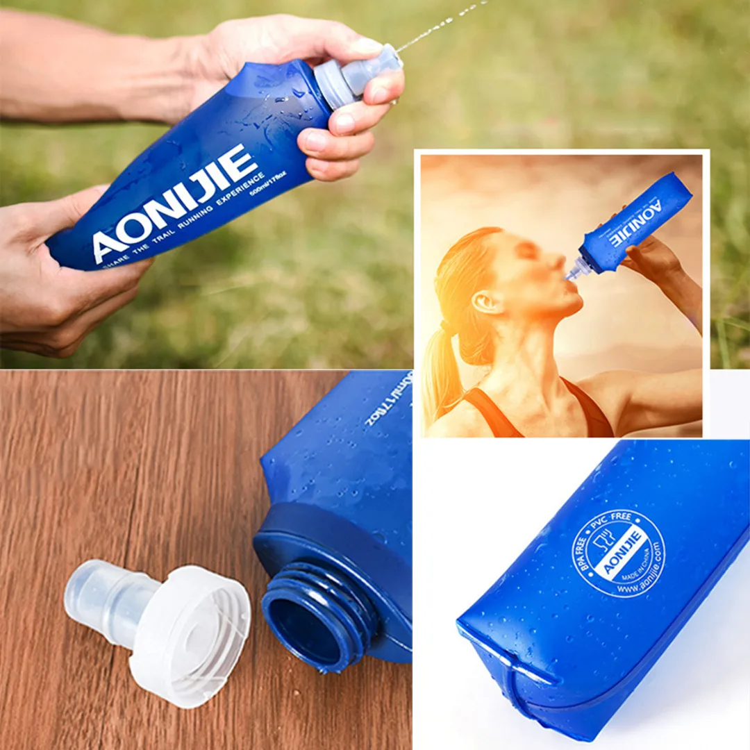 2017 New 170/250/ 500ml TPU Outdoor Foldable Water Bag Soft Flask Squeeze Portable for Sport Running Drinking Water Bottle Bags