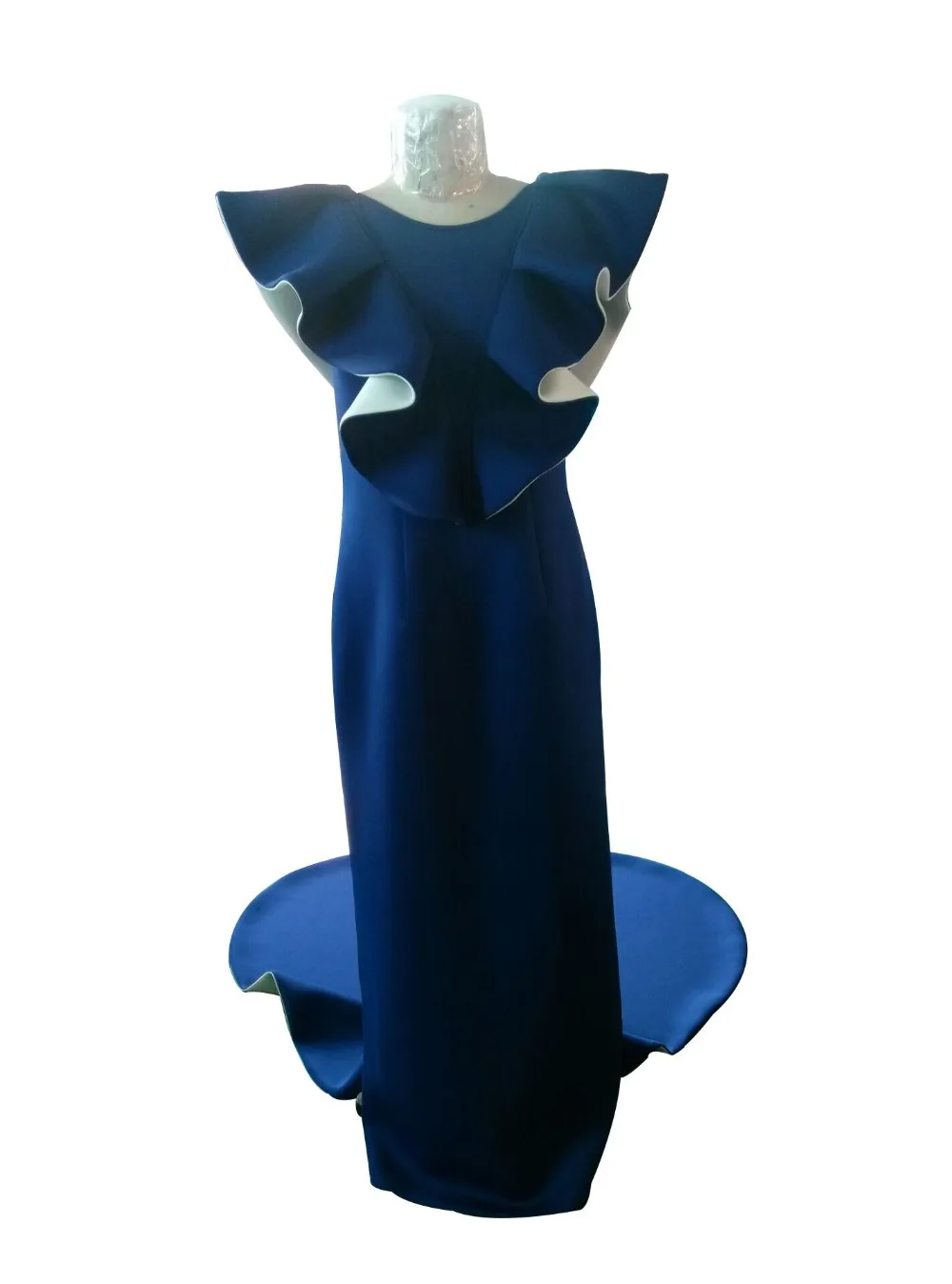 Air Cotton Fabric Matte Blue and Ivory Prom Evening Dressmatte blue