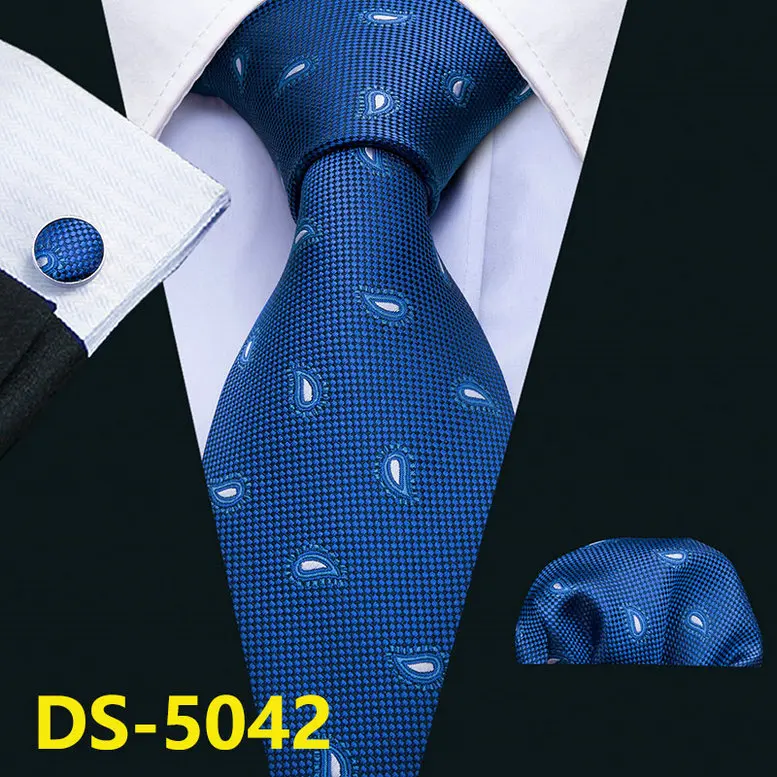 DS-5042 Мужской галстук, золотой, темно-синий, в полоску, шелк, галстук Barry. Wang, 3,4 дюймов, жаккардовые, вечерние, свадебные, тканые, модные, дизайнерские, галстук для мужчин, DS-5032 - Цвет: DS-5042