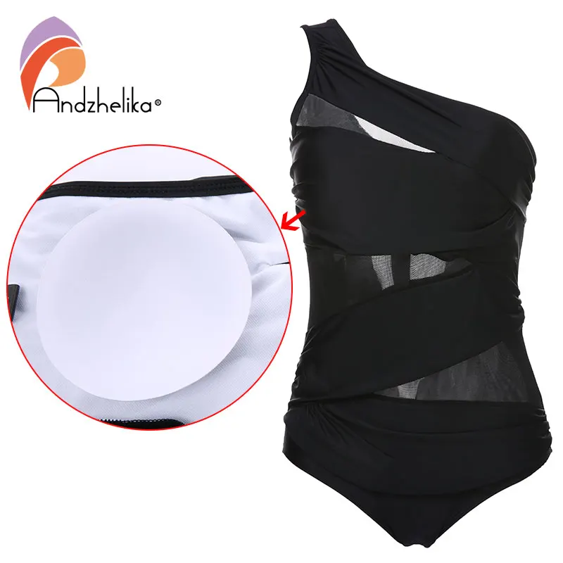 Andzhelika New Women One Piece Swimsuit Sexy Strapless Mesh Patchwork Black Swimwear Plus Size Fold Beach Bathing Suit Monokini plus-size-black-swimsuit : image Andzhelika New Women One Piece Swimsuit Sexy Strapless Mesh Patchwork Black Swimwear Plus Size Fold Beach Bathing Suit Monokini plus-size-black-swimsuit
