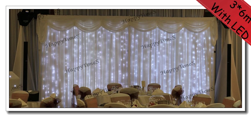 3m High 6m Wide Wedding Background Decorations Curtain Backdrop
