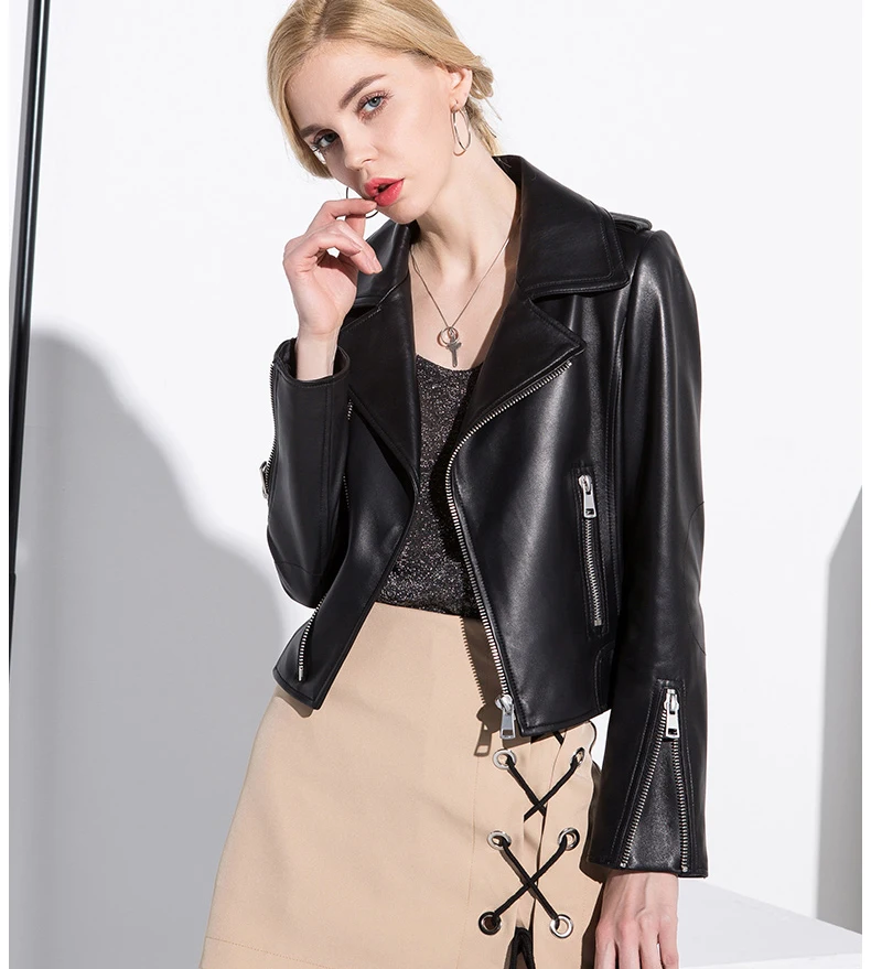 Manches Manteau En Le Pour Printemps 2018 Cuir C2645 Moto Longues Pu Veste Vestes Noir Tournent Motard Vers Court Femmes Bas Automne Mince EfwqxAzHf