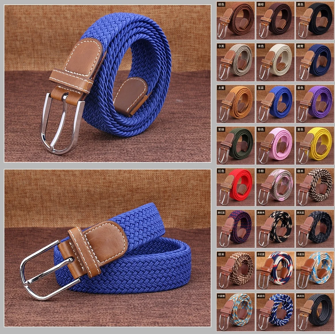 

Top Fashion Striped Free Cinto Feminino Belts For Knitted Elastic Belt Male Canvas Pin Buckle Women's Lovers Strap