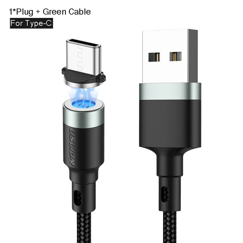 Магнитный кабель USLION 2 м 3 м 3 А Micro usb type-C кабель для быстрой зарядки type-C кабель для samsung S10 Xiaomi Microusb магнитное зарядное устройство - Цвет: Gray For Type c