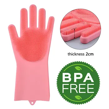 

Kitchen Silicone Cleaning Gloves Magic Silicone Dish Washing Gloves Easy Household Silicone Scrubber Rubber Cleaning Gloves