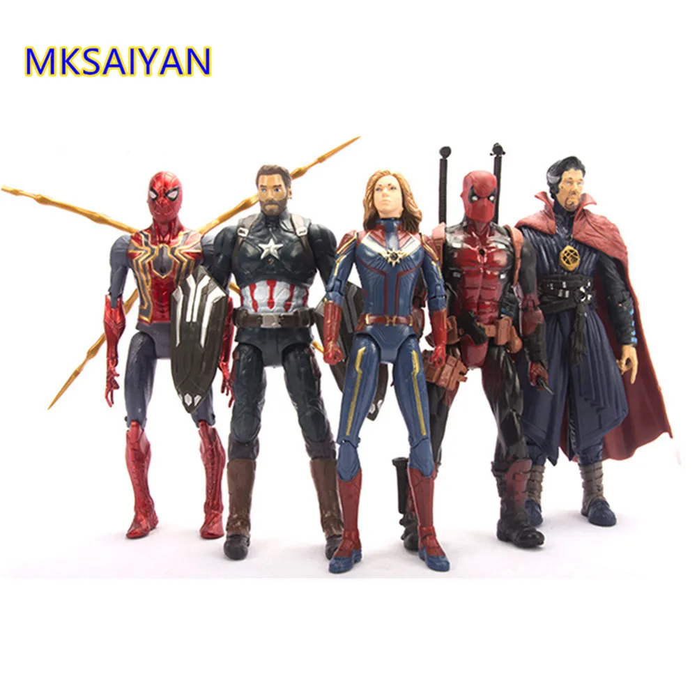 

Captain America Marvel Avengers 4 Endgame Action Deadpool Spiderman Figure Toys Doctor Strange Doll 5pcs/set Anime Model Gift XM