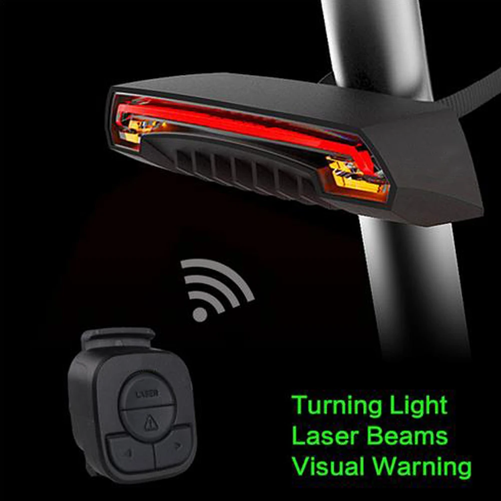 Bicycle Wireless Rear Light Bike Turn Signal Remote Control Safety LED Warning Taillight USB