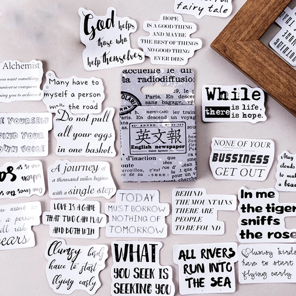 

English Newspaper Paper Stickers Set Decorative Stationery Stickers Scrapbooking DIY Diary Album Stick Lable