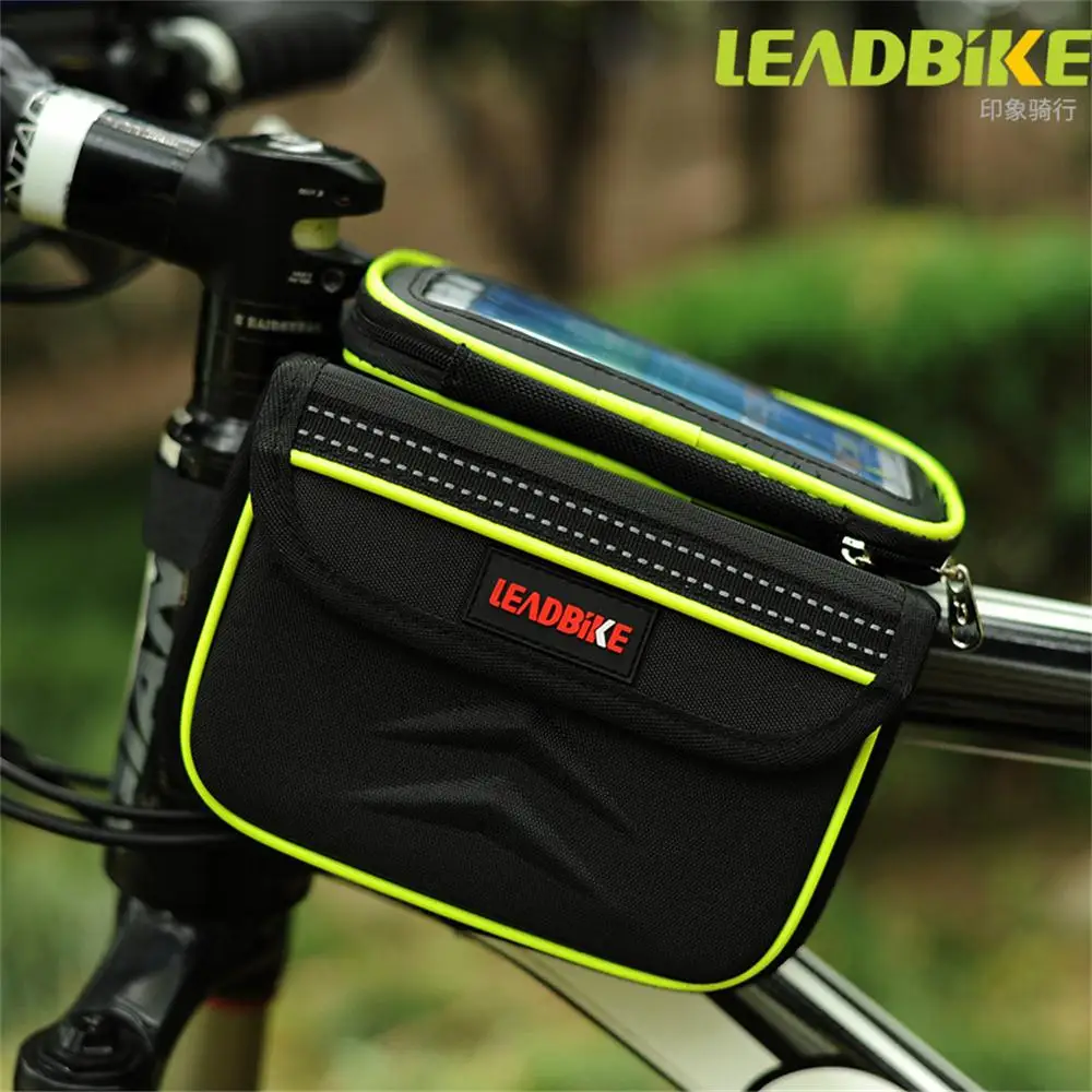 

Leadbike Bicycle Bag Top Front Frame Tube Bag MTB Road Bike Bag Double Pouches 5.5'' Phone Touch Screen Phone Package Case Cover