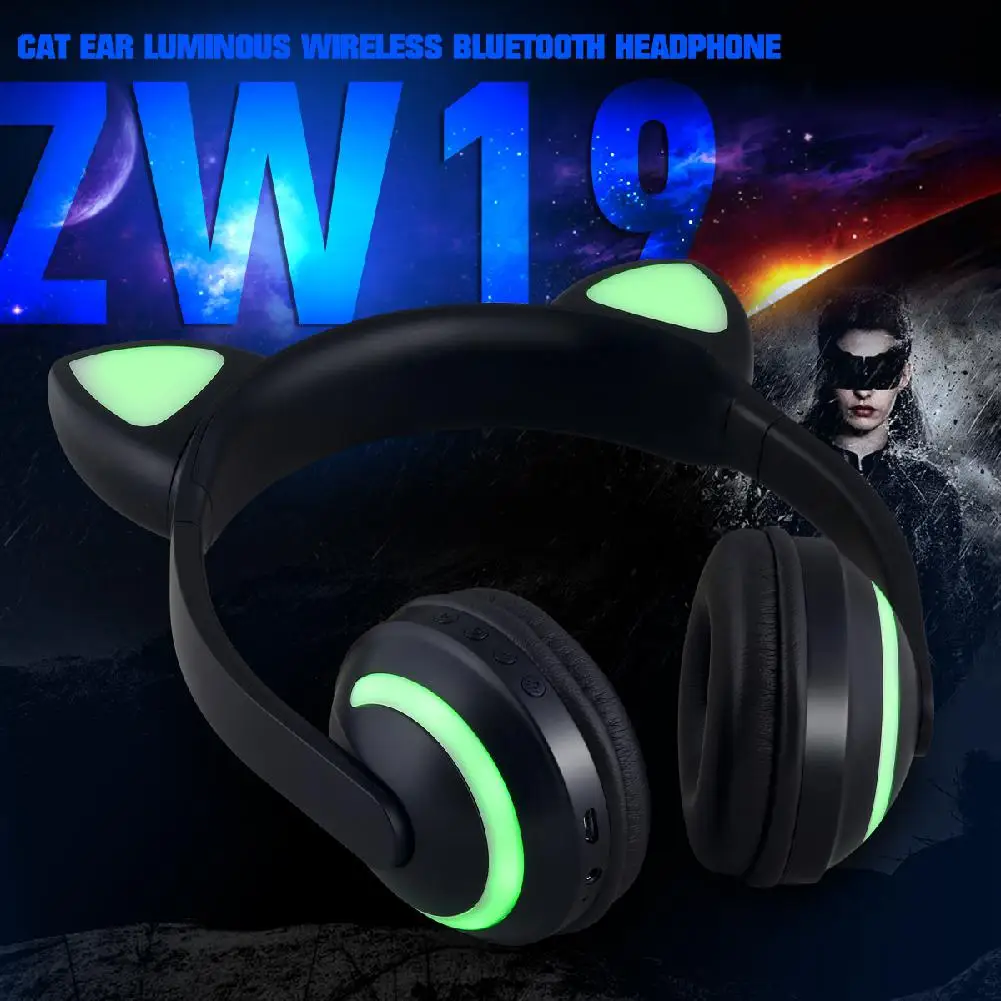 Bluetooth Animal Ear Headphones Women Flashing Glowing Cat Ear Headphones Gaming Headset LED Light Earphone R29