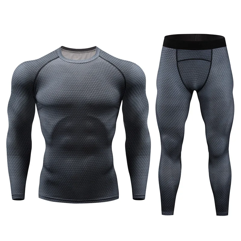 

Men Bodybuilding Compression 2PCS/Set Tracksuit Fitness Tight Men Long T shirt Leggings Gyms sets Joggers Quick Dry Clothes+pant