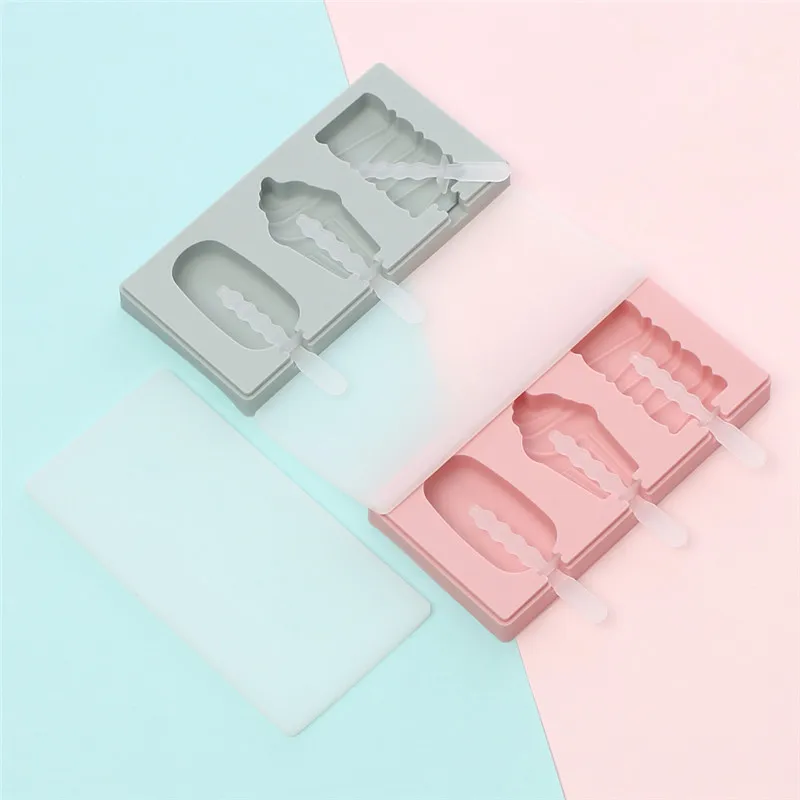 Covered Cartoon 3 Piece Ice Cream Ice Cube Mold Kitchen 2 Colors Multi-type Silicone Homemade Manual Diy Ice Cream Mold Home