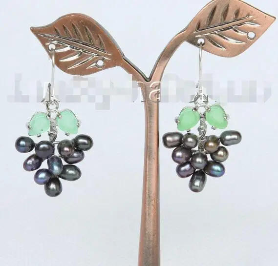

Wholesale price 16new ^^^^Dangle 23X27mm grapes shape black pearls Earrings 925s hook