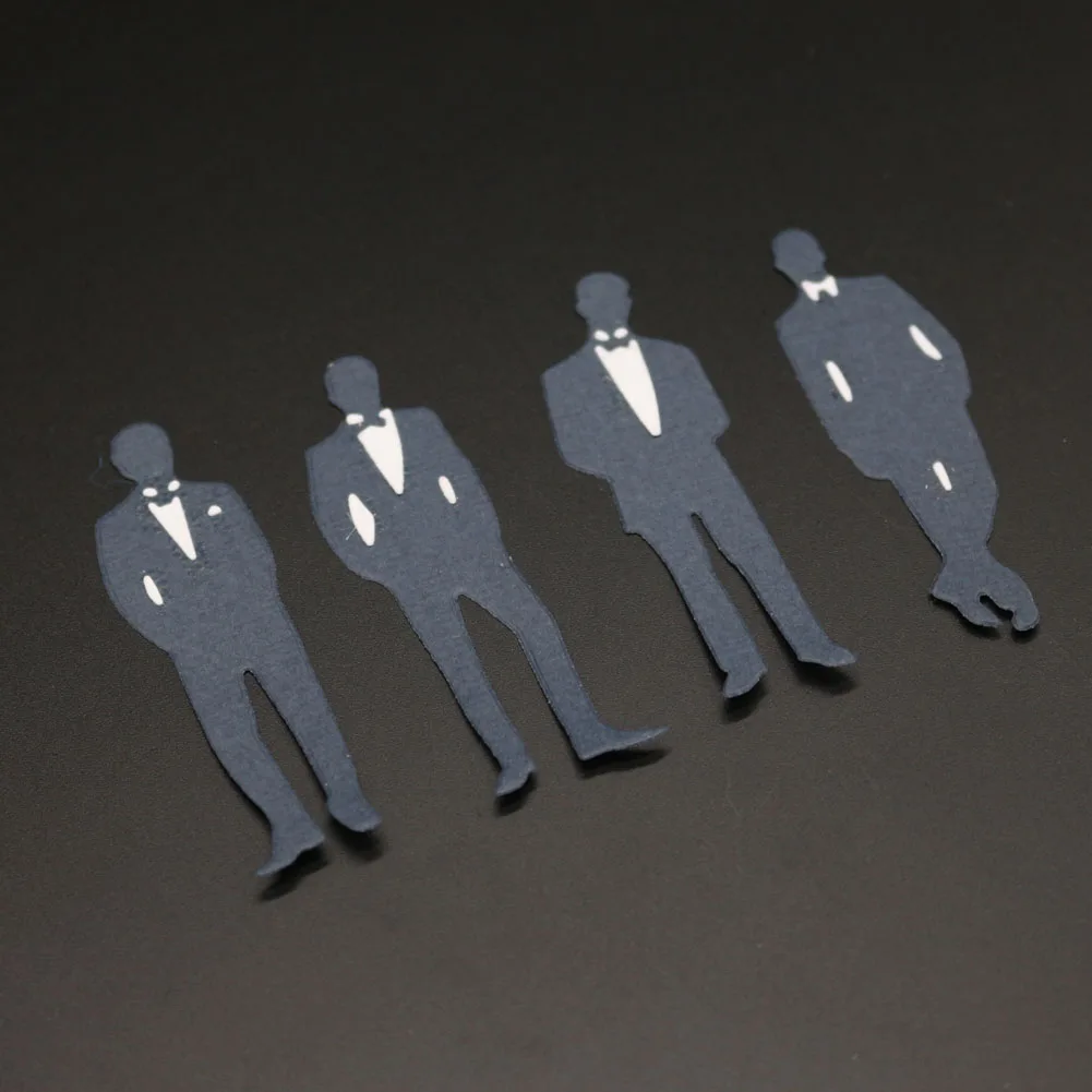 

4pcs Suit Man Metal Cutting Dies with Embossing Folders for DIY Scrapbooking Paper Craft Card Making Decor Kaarten Mallen En New