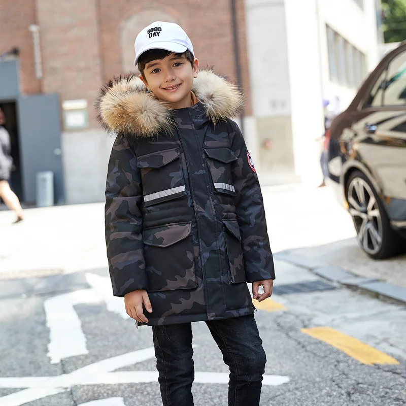 

coat, children's down jacket, thickening, medium and large children's clothing, long boys, anti season clearance brand.