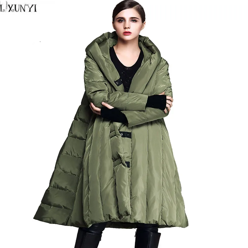 2018 Winter Coat Women European Style Womens Down jackets With Hood Brands loose Warm Cloak