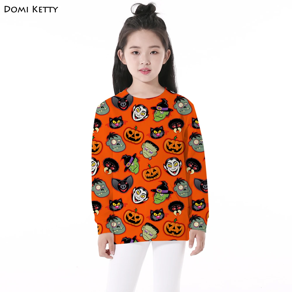 Domi Ketty children hoodies print Pumpkin monster girls boy casual long