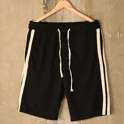 Бесплатная доставка мужские большие размеры свободные хип-хоп шорты эластичный ремень длиной до колена хлопок Короткие талии брюки 2xl-7xl