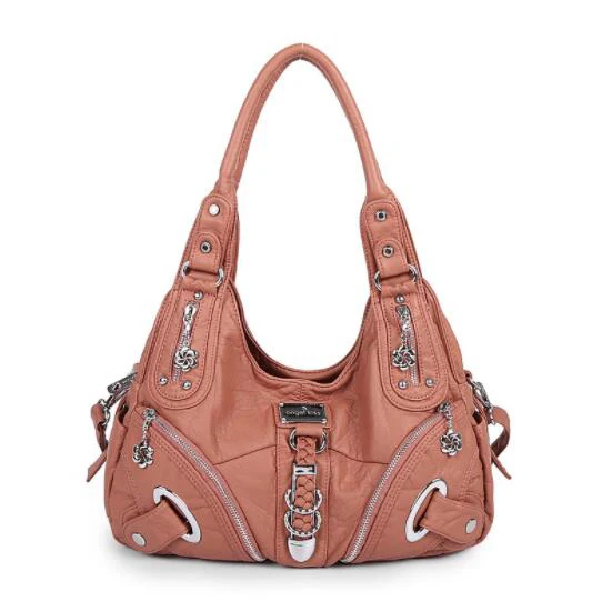 Angelkiss новая женская сумка-хобо из искусственной кожи высокого качества, дизайн, женские большие сумки на плечо для отдыха, повседневные сумки для покупок - Цвет: Pink